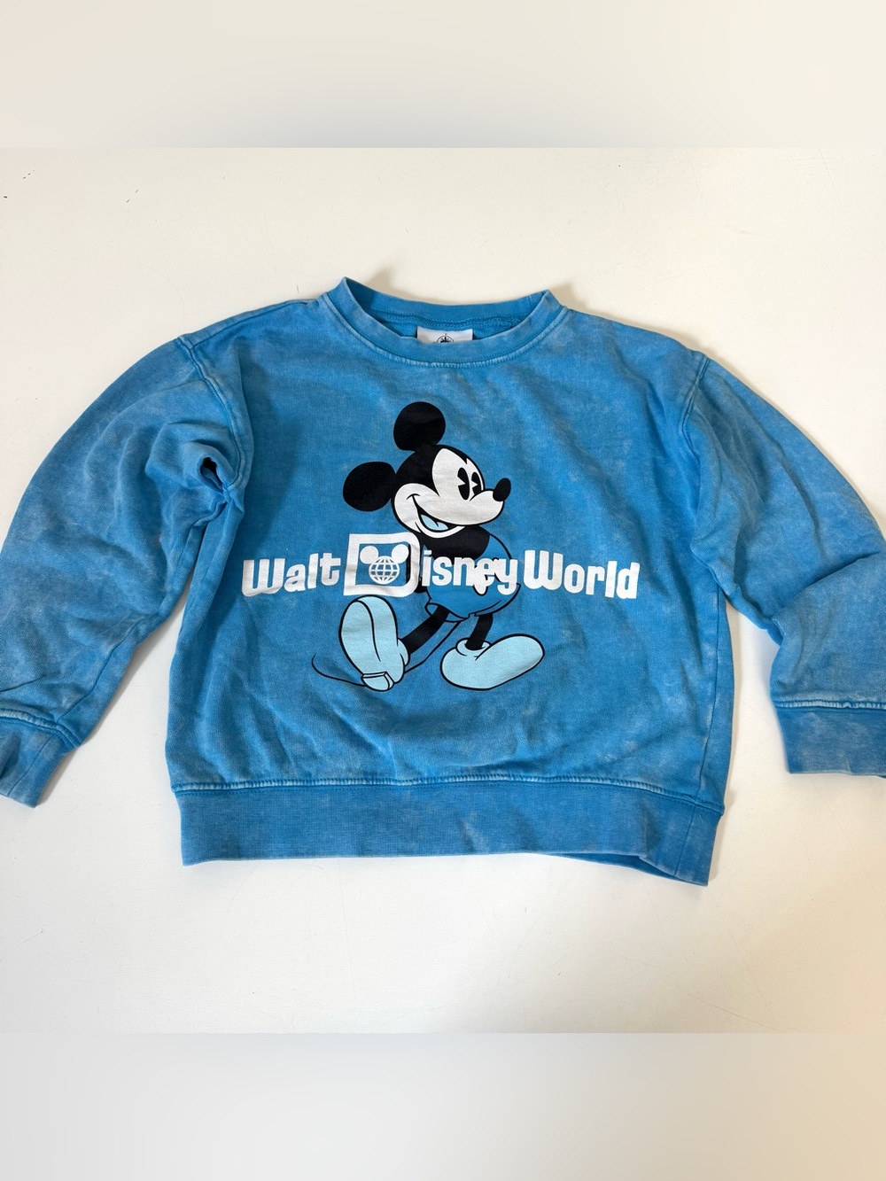 Disney Walt Disney World Unisex Kids Blue Mickey Mouse Sweatshirt S 6/7 Retro